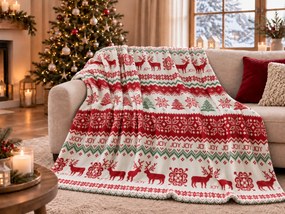Biela vianočná mikroplyšová deka CHRISTMAS JOY Rozmer: 200 x 220 cm