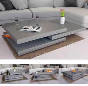 Konferenčný stolík NY – 60 x 60 cm – vysoký lesk šedý