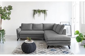 Tmavosivá rozkladacia rohová pohovka Miuform Charming Charlie L, pravý roh