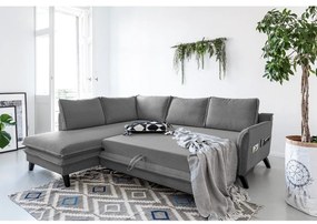 Sivá rozkladacia rohová pohovka Miuform Charming Charlie L, ľavý roh