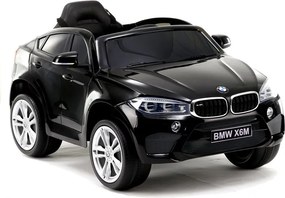 LEAN CARS Elektrické autíčko BMW X6, čierne, koža a EVA kolesá