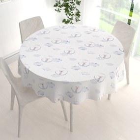 Biante Detský bavlnený okrúhly obrus Sandra SA-579 Myšky medzi modrými obláčikmi Ø 50 cm