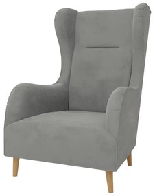 Svetlosivé zamatové kreslo ušiak Carole – Ropez