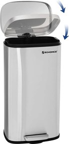 Kuchynský pedálový odpadkový kôš s 30 l plastovým vnútorným vedrom, strieborný