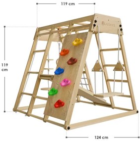 Detské vnútorné drevené ihrisko so šmykľavkou, skladacie veľ