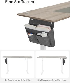 Výškovo nastaviteľný elektrický stôl, písací stôl, biela a sivá farba, 60 x 140cm