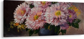 Obraz - Olejomaľba, Kvety vo váze (120x50 cm)