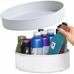 VERK GROUP Otočný organizér, otočný miska, LAZY SUSAN,  otáčecí o 360, průměr 22cm - bílý