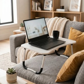 Stojan na notebook skladací nočný stolík 60x40 cm biely ModernHome