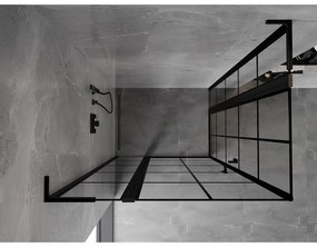 Mexen, Mexen Mist L Duo výklopný sprchový kút 115 x 90 cm, čierna mriežka - 8A4L-115L-090P-70-77