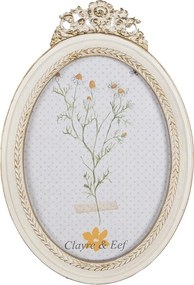 Béžový antik oválny fotorámik s kvetmi - 16*2*23/ 13*18cm