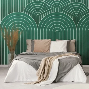 Samolepiaca tapeta zelený vzor dúhy Mid-Century