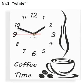 Coffee Time nástenné kuchynské hodiny biela