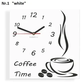 Coffee Time nástenné kuchynské hodiny biela