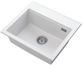 Gamma Modern 5055, 1-komorový granitový drez 560x500x210 mm, biela, GMA-ZM-55-WH