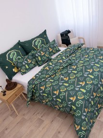 Bavlnené obliečky Renforcé - Slizolin tmavo zelené 140 × 200 cm, 70 x 90 cm