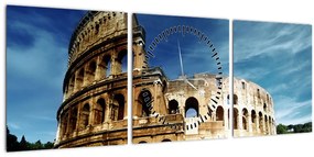 Obraz - Koloseum v Ríme, Taliansko (s hodinami) (90x30 cm)