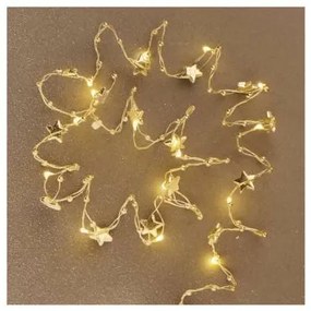 Emos LED vianočná reťaz zlatá – hviezdičky 1.9m 2xAA teplá biela, časovač DCGW09