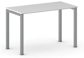 Stôl PRIMO SQUARE so sivostriebornou podnožou 1200 x 600 x 750 mm, biela