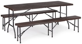Cateringový stôl 180cm + 2 lavice, vzor dreva