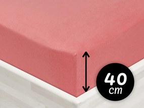 Jersey napínacie prestieradlo na extra vysoký matrac JR-001 Koralové 100 x 200 - výška 40 cm