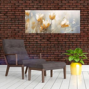 Obraz - Maľba tulipánov (120x50 cm)