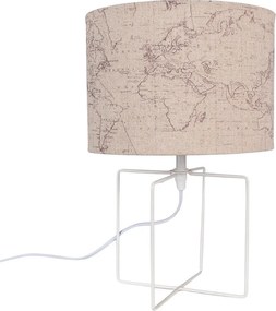 Biela stolná lampa s béžovým tienidlom - Ø 22*34 cm E27/max 1*60W