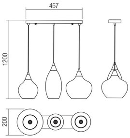 Redo 01-3193 - Luster na lanku TANNER 3xE14/28W/230V