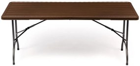 Záhradný cateringový stôl rozkladací 180 cm - hnedý s imitáciou dreva