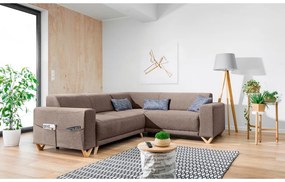 Hnedá rozkladacia/s úložným priestorom rohová pohovka (pravý roh/do L) Classy Sophie – Miuform