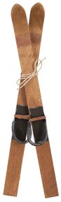 Hnedá drevená dekorácia retro lyže Ski - 5*3*60 cm