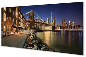 Obraz na akrylátovom skle Nočná rieka mrakodrapy 100x50 cm
