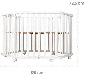 Biela detská ohrádka s nastaviteľnou výškou/na kolieskach – Roba