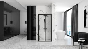 Rea Rapid Slide - sprchovací kút s posuvnými dverami 110(dvere) x 90(stena), číre sklo, čierny profil, KPL-09857