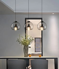 Toolight - závesné sklenené svietidlo s dymového skla E27 60W APP1027-1CP, čierna, OSW-01154