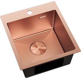 Mexen Solix, 1-komorový nerezový drez 400 x 450 mm, brúsená meď, 6401401000-65