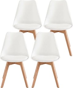 Set štyroch jedálenských stoličiek KDCB35888WD01 (4 ks) biele / hnedé nohy