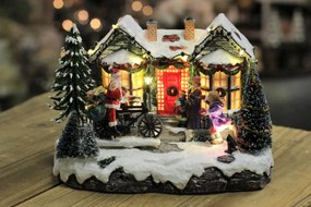 Klasik svietiaca pohyblivá vianočná krajinka 25cm