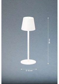 Biela LED stmievateľná stolová lampa so senzorom pohybu a s kovovým tienidlom (výška 38 cm) Tropea – Fischer &amp; Honsel