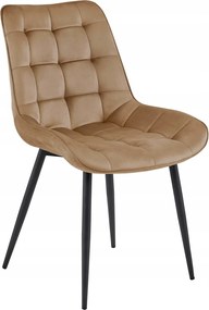 Hnedá zamatová stolička BERA s čiernymi nohami