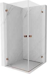 Mexen Lunar-B Duo výklopný sprchový kút 80 x 80 cm, číre sklo, ružové zlato, 832-080L-080P-60-00
