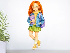 Ryšavá školáčka textilní prelepiteľné nálepky na stenu hárok 28 x 75 cm