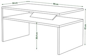Mazzoni PRIMA biela / čierna, konferenčný stolík, čiernobiely, obdĺžnikový, lamino, moderni