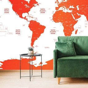 Tapeta mapa sveta s jednotlivými štátmi v červenej farbe - 450x300