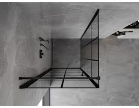 Mexen Mist-B, 1-krídlový výklopný sprchový kút, ľavý, 70 x 70 cm, číre sklo-čierna mriežka, 8A2T-070-070-70-77-L