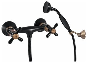 RAV Slezák MK180.5/2CMATSM - Sprchová súprava s batériou MORAVA RETRO čierna/mosadz