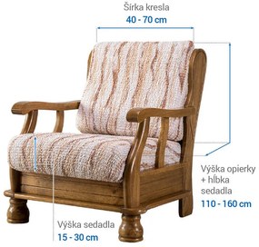 Bielastické poťahy OCEANO NOVÉ béžové kreslo s drevenými rúčkami (š. 40 - 70 cm)