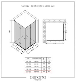 Cerano Volpe Duo, sprchovací kút so skladacími dverami 100(dvere) x 100(dvere), 6mm číre sklo, chrómový profil, CER-CER-427369