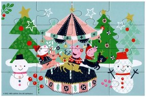 Detské puzzle 4v1 PRASIATKO PEPPA so snehuliakom, 19x29 cm