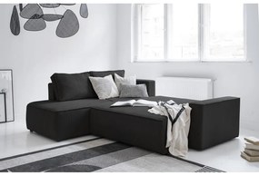 Antracitovosivá menčestrová rozkladacia rohová pohovka (ľavý roh) Brave Dave – Miuform